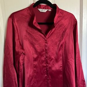 Elegant Red Satin Blouse